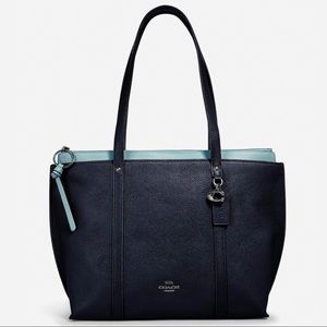 Coach May Tote Midnight Blue with Silver Hardware